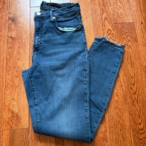 Banana Republic Blue Frayed Hem High Rise Skinny Jeans